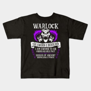 WARLOCK, THE SWORN AND BEHOLDEN - Dungeons & Dragons (White Text) Kids T-Shirt